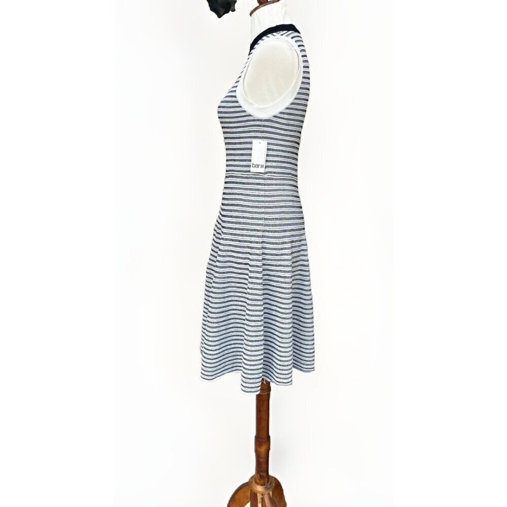 NWT Bar III Sleeveless Knit Dress Black White Stripe Size M Midi Stretch - Picture 4 of 15